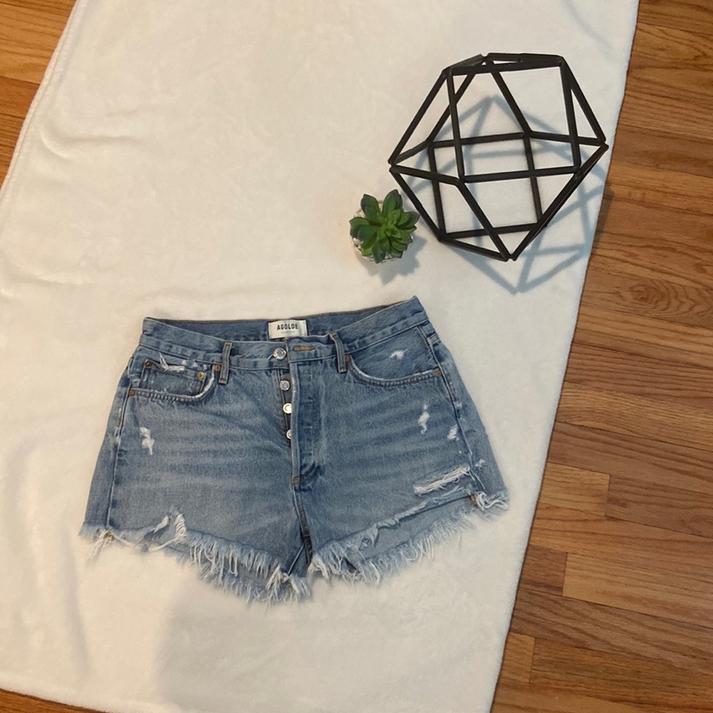 AGOLDE Parker Destroyed Denim Shorts 28